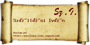 Szőllősi Iván névjegykártya